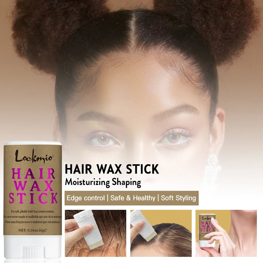 Lockmio Hair Wax Stick Small Travel Size for Contorl Frizz and Flyaways Finishing Slick Wax for 4C Hair